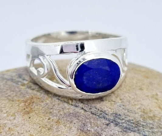 Lapis Lazuli Sterling Silver Ring Speckled With The Suncatcher Gem Pyrite.  Lapis Jewellery Was Worn By The  'Goddess of Love'.