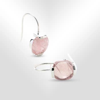 Rose - Soft Rose Quartz New Design Drop Earrings.
